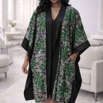 Ankara and Satin Kimono Jacket
