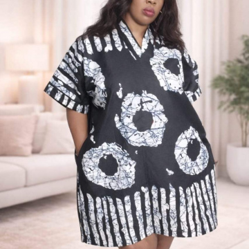 Short Black & Pattern Dress